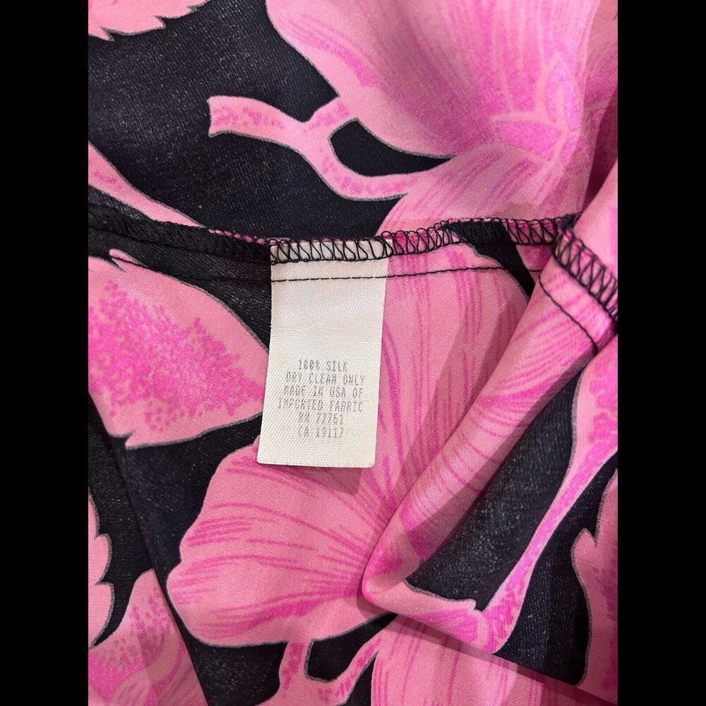 Vintage Betsey Johnson Silk Slip Dress Floral Pink Black Stretch Satin Small - Picture 12 of 12